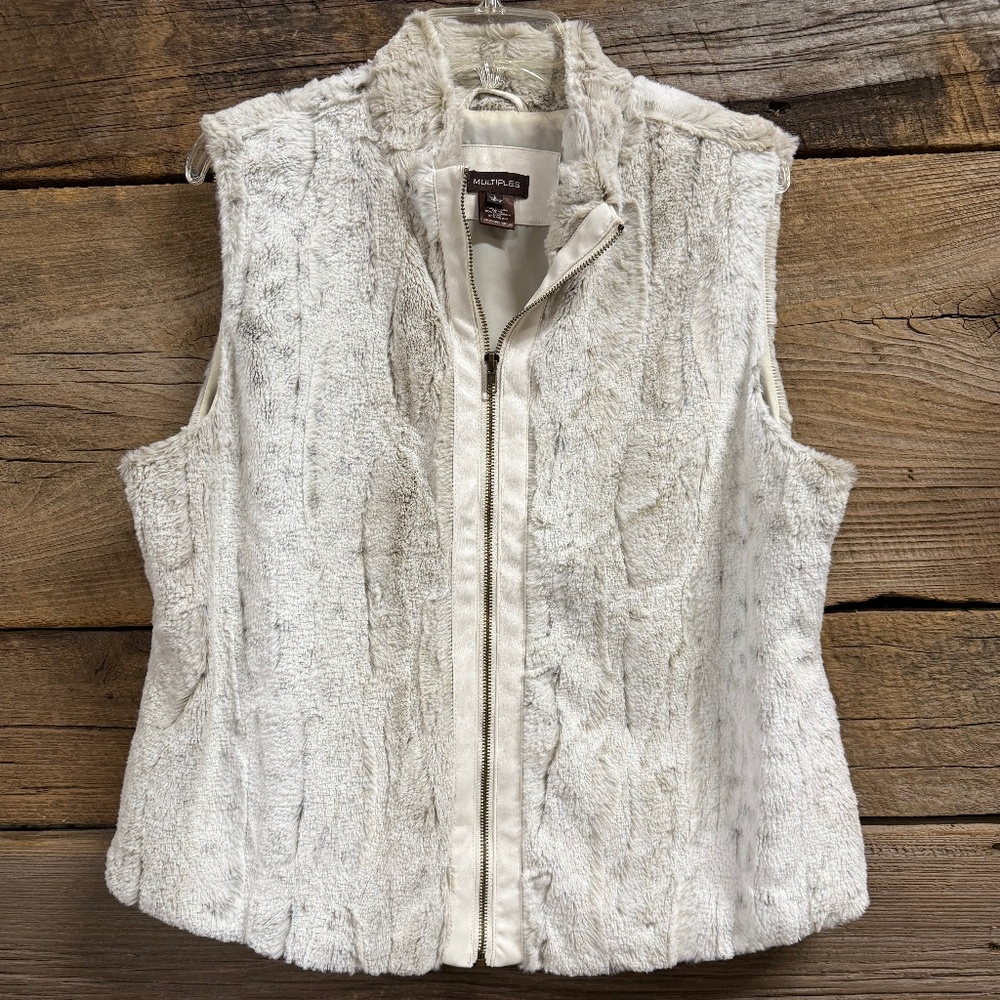 Multiplies Faux Fur Winter White Vest, Large,